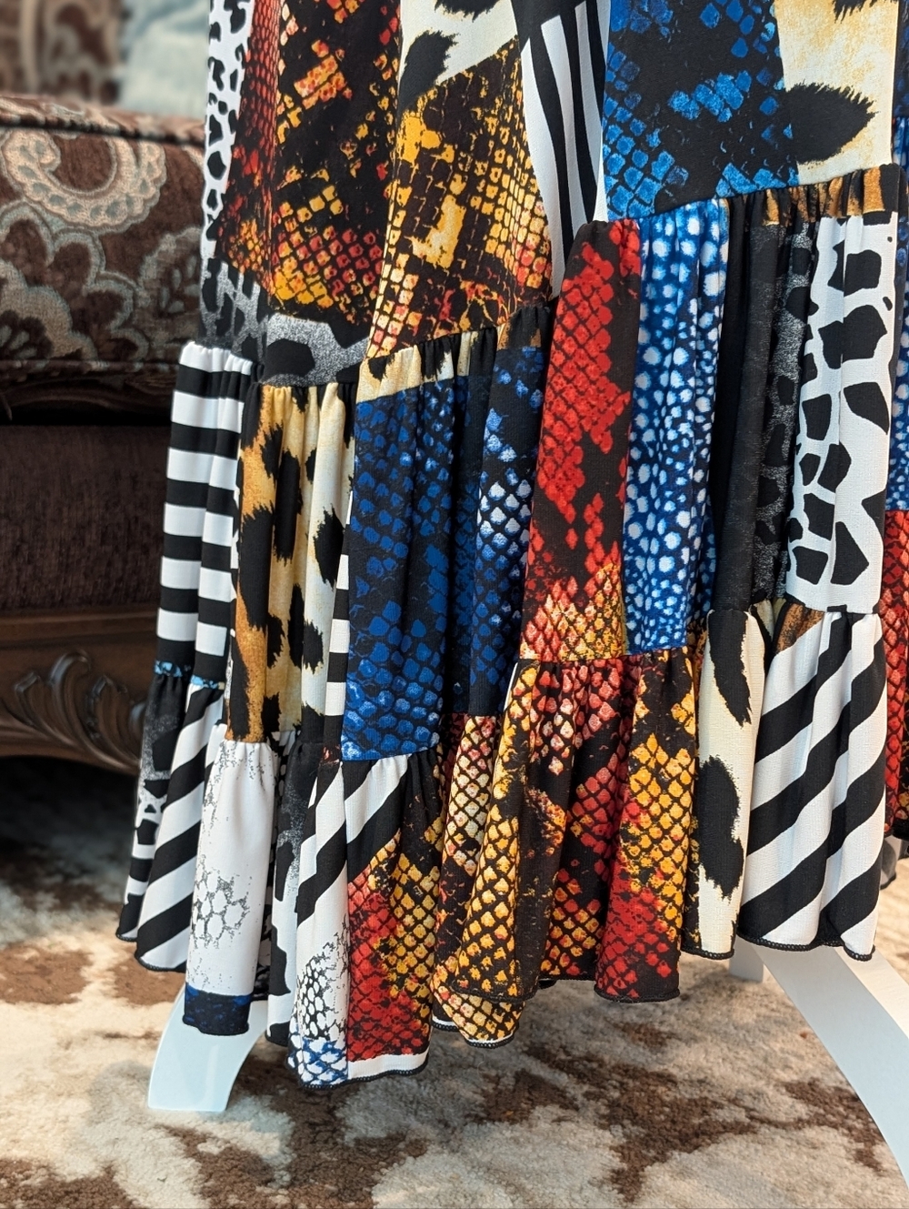 Multi-Color Patchwork Animal Print Maxi Dress - Picture 5 of 5